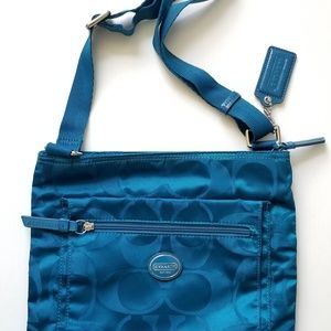 Coach Crossbody Purse Teal/Blue Color Nylon